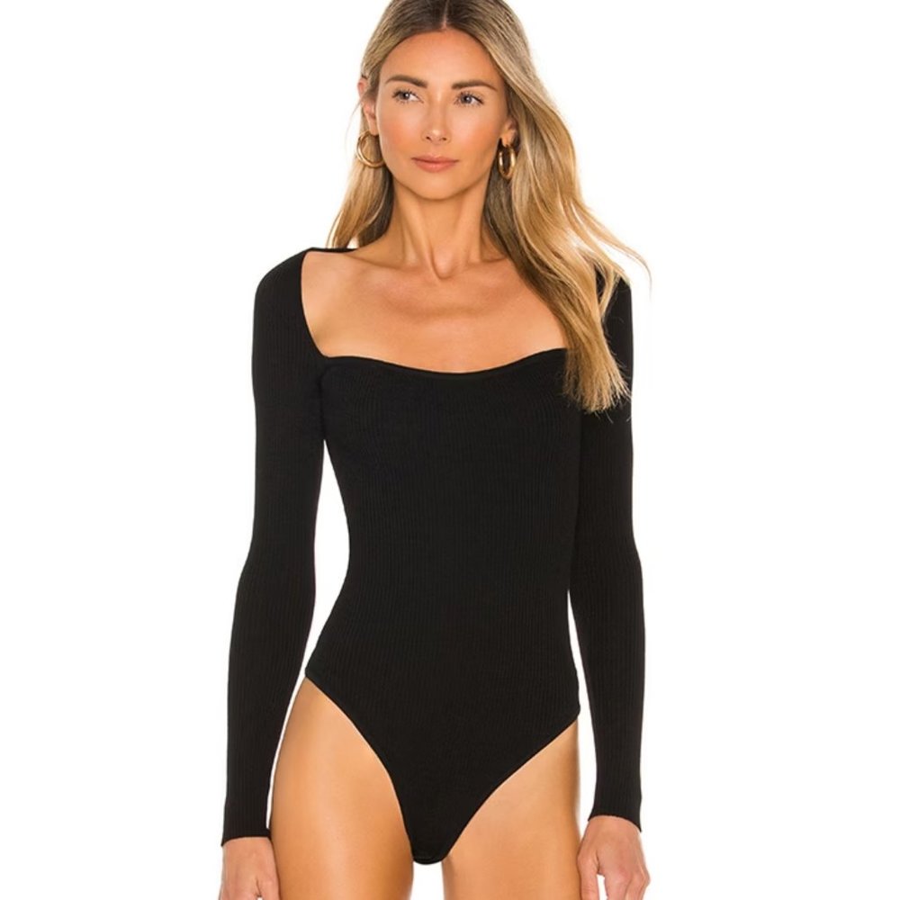 Revolve Superdown Naomi Sweetheart Bodysuit in Black NWT Size Small